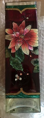 Joan Baker Designs Hand Painted Victorian Noel Decorative Floral Square Vase