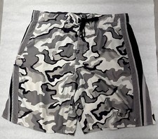 OP (Ocean Pacific) Board Shorts - Black / White / Gray Camouflage - XL (40/42)