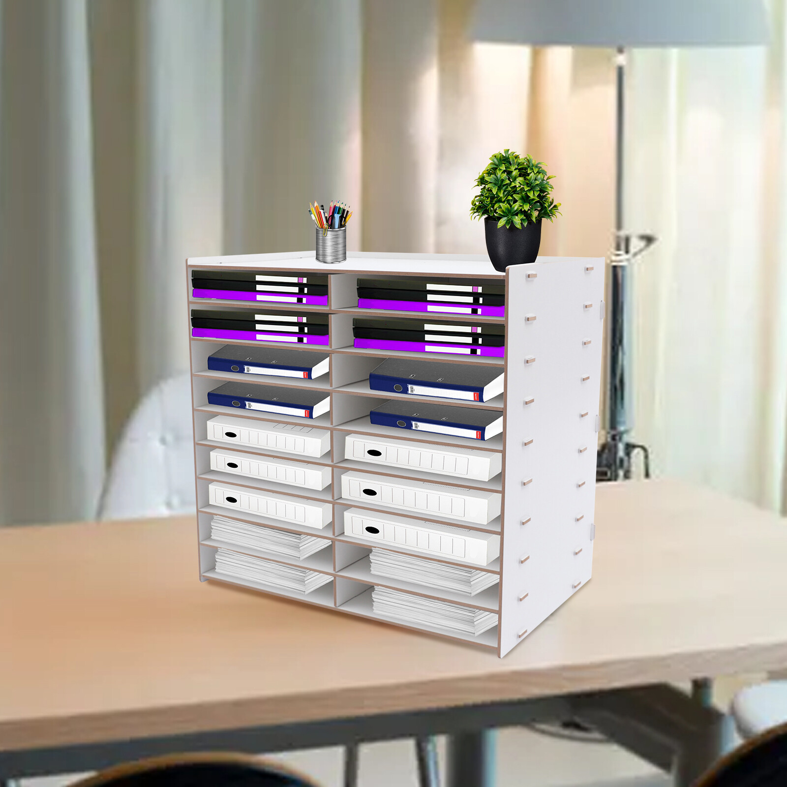 Large Wooden Desk Organizer for Documents Letters and Papers