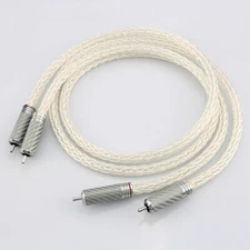 Hi-End 8AG Silver Plated OCC 16 Strands hifi Audio Cable RCA interconnect cable