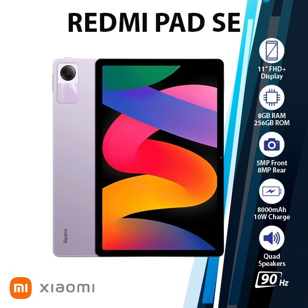 Xiaomi Redmi Pad SE Android PC Tablet (Wi-Fi, Purple, 8GB+256GB