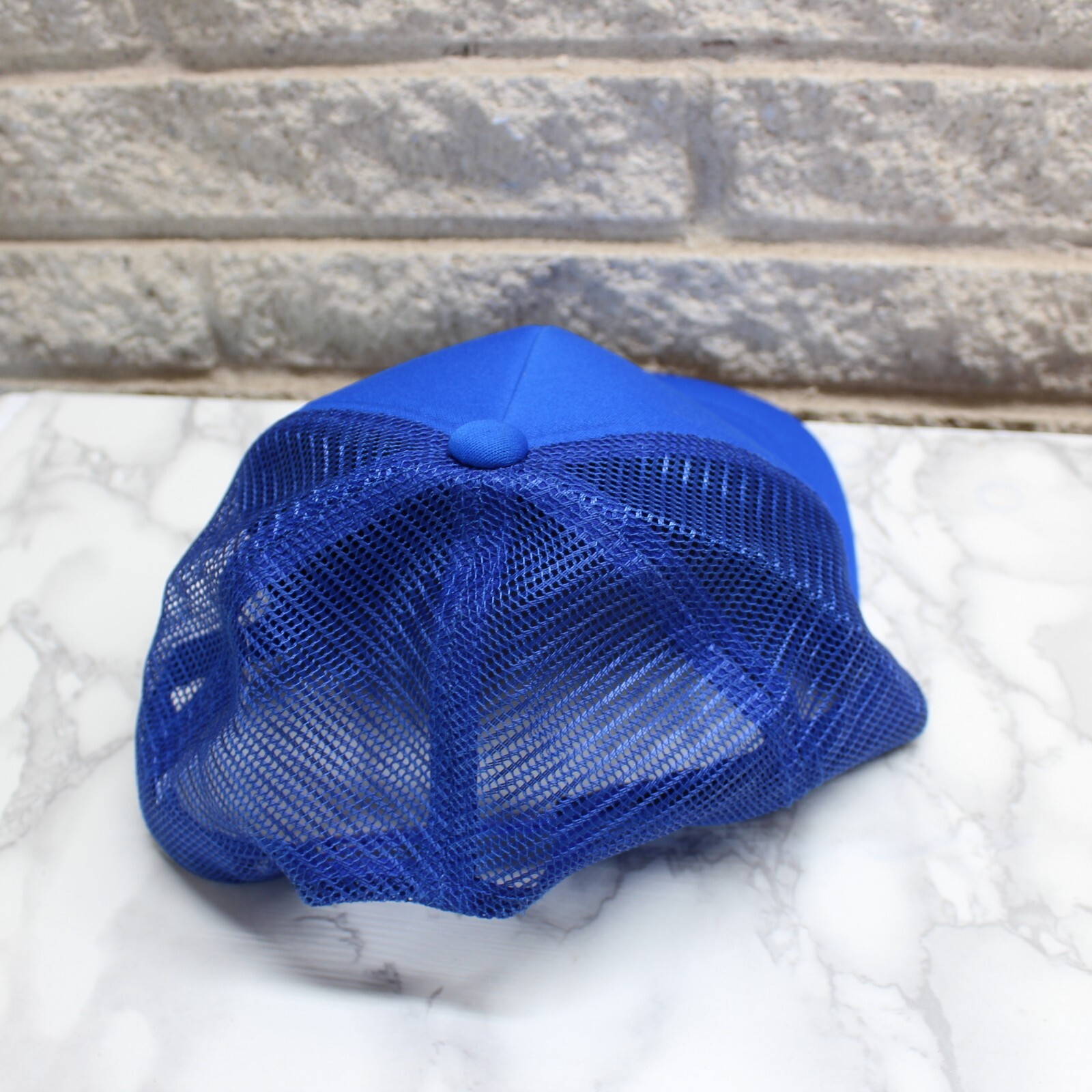 Solid Blue Trucker Ball Cap Hat Snapback - image 4