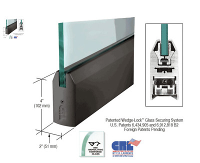 CRL Black Bronze Anodized 1/2'' Glass 4'' Tapered Door Rail Without Lock - 35-3/4''