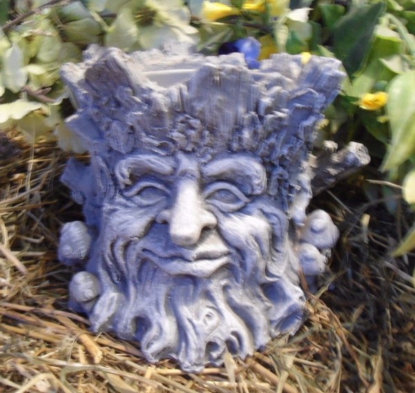 Molde para jardinera cara de tronco de látex con respaldo de plástico molde de yeso de hormigón 4,5" x 4,25"