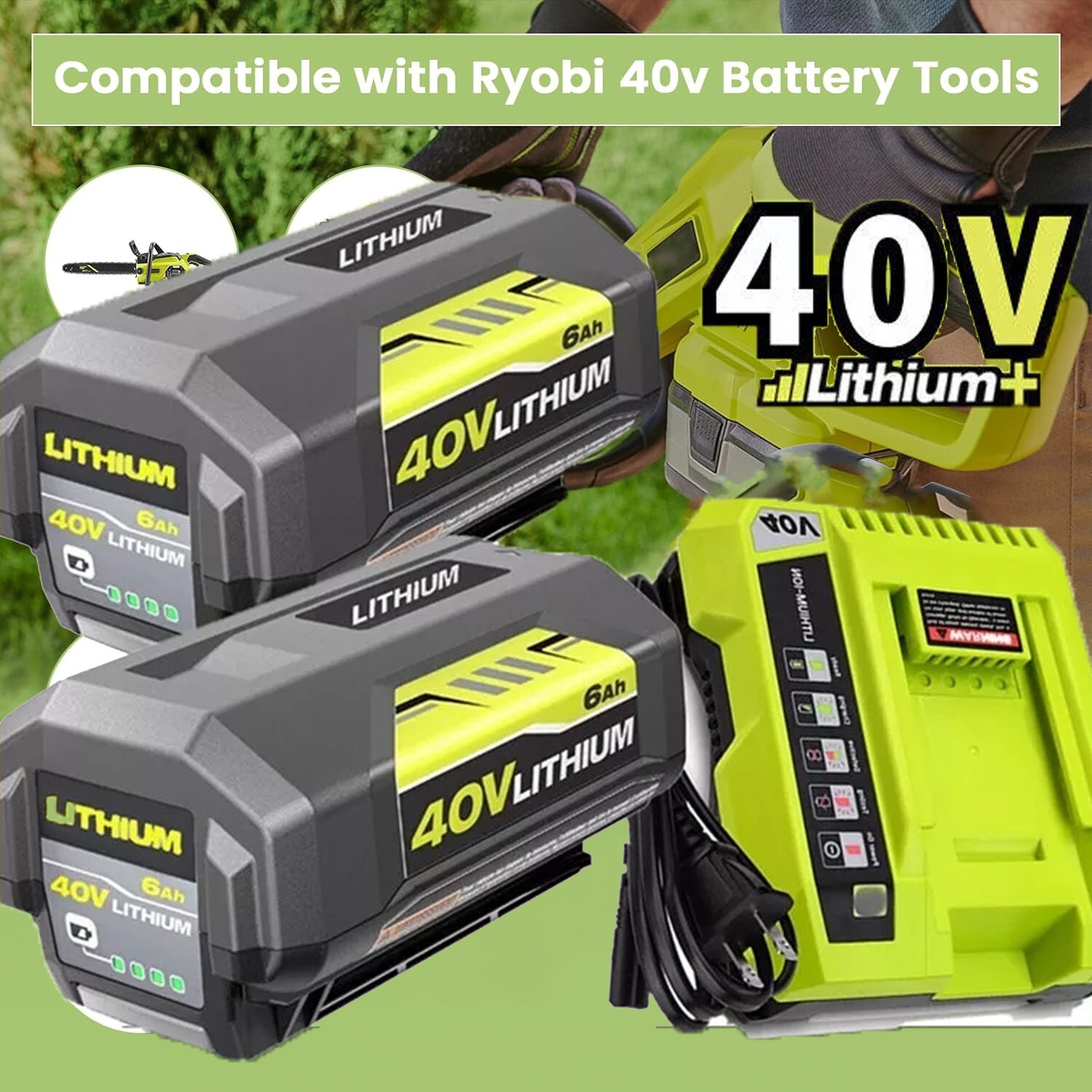 For Ryobi 40v Lithium Ion 6Ah High Capacity Battery /Charger OP40605 OP40605VNM