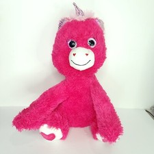 Plush Unicorn Hot Pink Valentine Large Giant Heart Stuffed Animal 20" Big Eyes