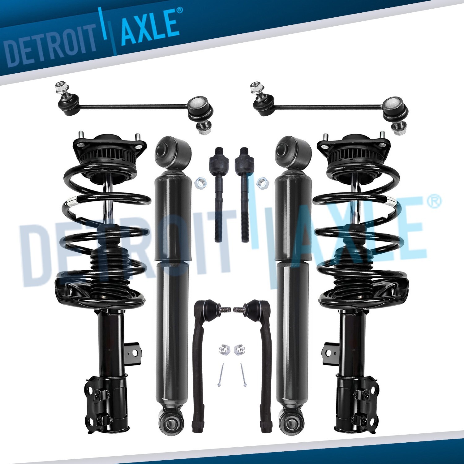 Front Struts Rear Shocks Sway Bars Tie Rods Kit for 2010 2013 Kia