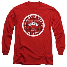 Valdosta State University Adult Long Sleeve T-Shirt Plaid Badge, Red, S-3XL