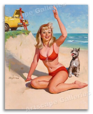 1960's Elvgren Pin-Up Beach Poster ''Summer Fun'' - 16x20