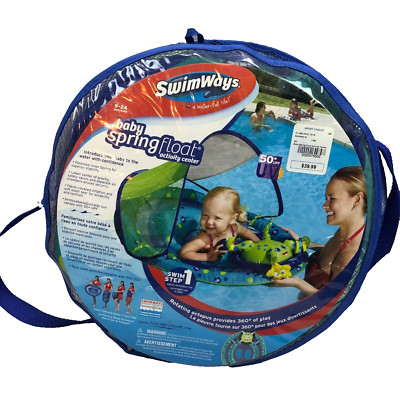 NEW Blue SwimWays Baby Spring Float Activity Center with Sun Canopy 9-24m floaty
