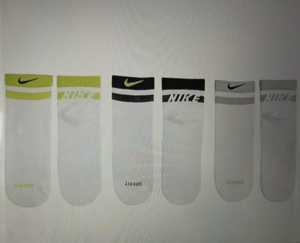 NIKE DRI-FIT PLUS CUSHION QUARTER ANKLE SOCKS 3-PAIR MULTICOLOR SZ MEN XL 12-15