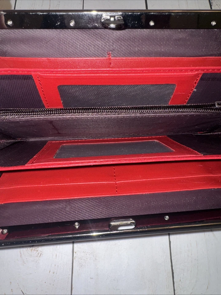 Бордовый тонкий длинный складной бумажник с искусственным крокодилом слоты для кредитных карт 7,5 x 3,5 дюйма хорошее состояние б/у - Изображение 4 из 4