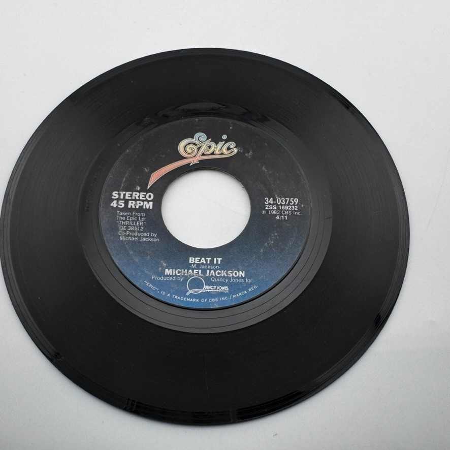 Michael Jackson – "Beat It" / "Get On The Floor" 45 RPM Vinyl Record | Epic 1983