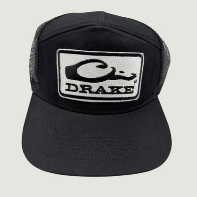 Drake Waterfowl Systems Trucker Hat Black Mesh Snapback Cap Logo Patch Mens