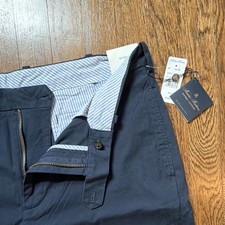 Brooks Brothers Men  s Blue Supima Cotton Twill Chino Pants Flat Front 38 NWT