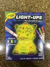 New Crayola Light-Ups Recolorable Dragon W/3 Washable Markers Glows In 3 Colors