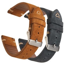 Suede Leather Watch Strap 18mm 19mm 20mm 21mm 22mm 24mm Grey Vintage Band Replac