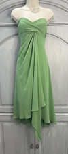 David's Bridal Green Chiffon Dress Sweetheart Neckline Size 12 F12284 Bridesmaid