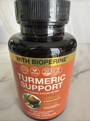 Turmeric Curcumin Ginger BioPerine Black Pepper Vegan Joint Support 60 Caps Ex28