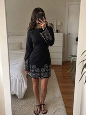 NA-KD Minikleid Langarm Stickerei schwarz/wei...