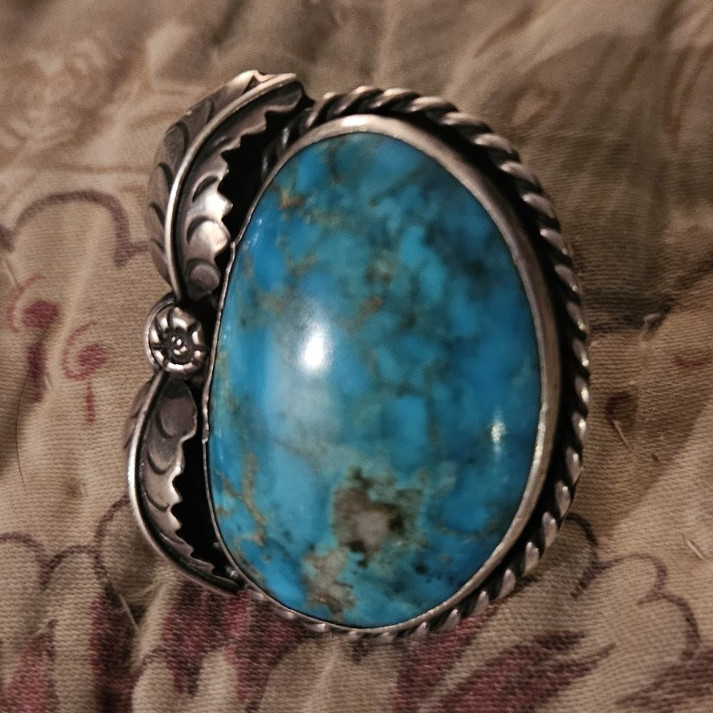  NA  Ring Oval Blue Turquoise Cabochon LARGE 