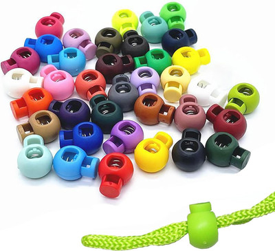Plastic Cord Locks for Drawstrings Shoelaces, 100 Pcs Adjustable Round Cord Stop