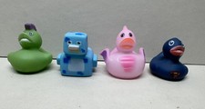 Lot Of 4 Rubber Duckies Ducks Jeep Ducking 2 Inch Pixel Pink Dragon Superman
