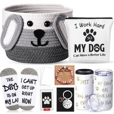 7 Pcs Dog Mom Dog Lover Gifts for Women Puppy Gift Basket with 16 oz 4 in 1