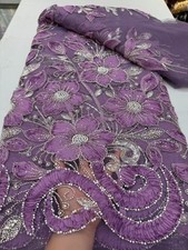 YQOINFKS Tulle Lace Swiss Voile Bridal Luxury Sequin Fabric Embroidery Beaded 5Y