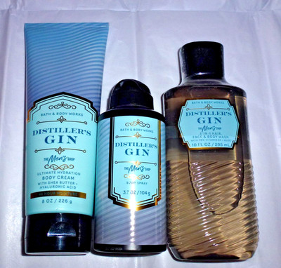 Bath & Body Works DISTILLER'S GIN Men's Collection Spray, Wash, Cream- All 3 NEW