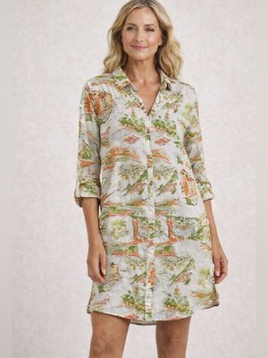chinese dress ladies Cynthia Rowley Love Locked Silk Linen Shirt Dress (US, Alpha, Small,  Regular, Regular, White Floral) at Amazon Women's Clothing store