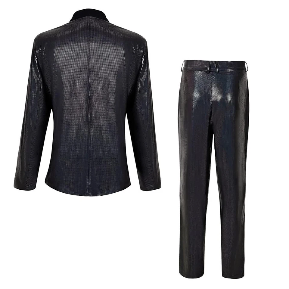 3XL Traje Discoteca Para Hombre Años 70, Traje Lentejuelas Brillantes Fiesta Disfraz Estilo Retro Foto 3 de 4