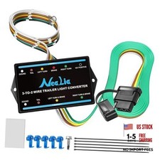 3-to-2 Wire Trailer Tail Light Converter, EU to US Trailer Connector Adapter,