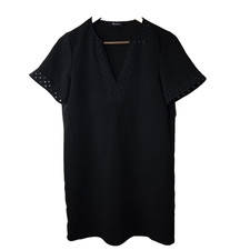 Madewell Black Perforated Shift Dress Small