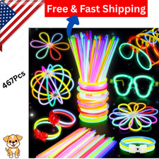 467Pcs Glow Sticks Bulk, 8 Inch Neon Party Favors for Kids  Adults, Glow..