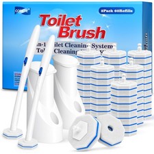 Disposable Toilet Brush Wand 2 Kit with 60 Refills, Efficient Deep Scrubbing ...