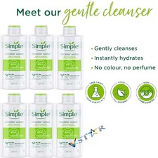 Simple Kind to Skin Micellar Cleansing Water 200ml x 6 Cleanser Makeup Remover