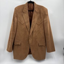 Circle S Mens Tan Faux Suede Western Blazer Sport Coat Jacket 44L Cowboy Rodeo
