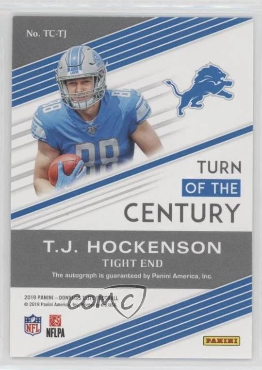 2019 Panini Donruss Elite Turn of the Century /99 TJ Hockenson Rookie Auto RC - Image 2 of 2