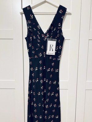 REALISATION PAR Gorgeous The Ivy Dress, Long Black Floral, 100% Silk BRAND NEW