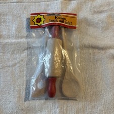 vintage miniature wooden cooking set