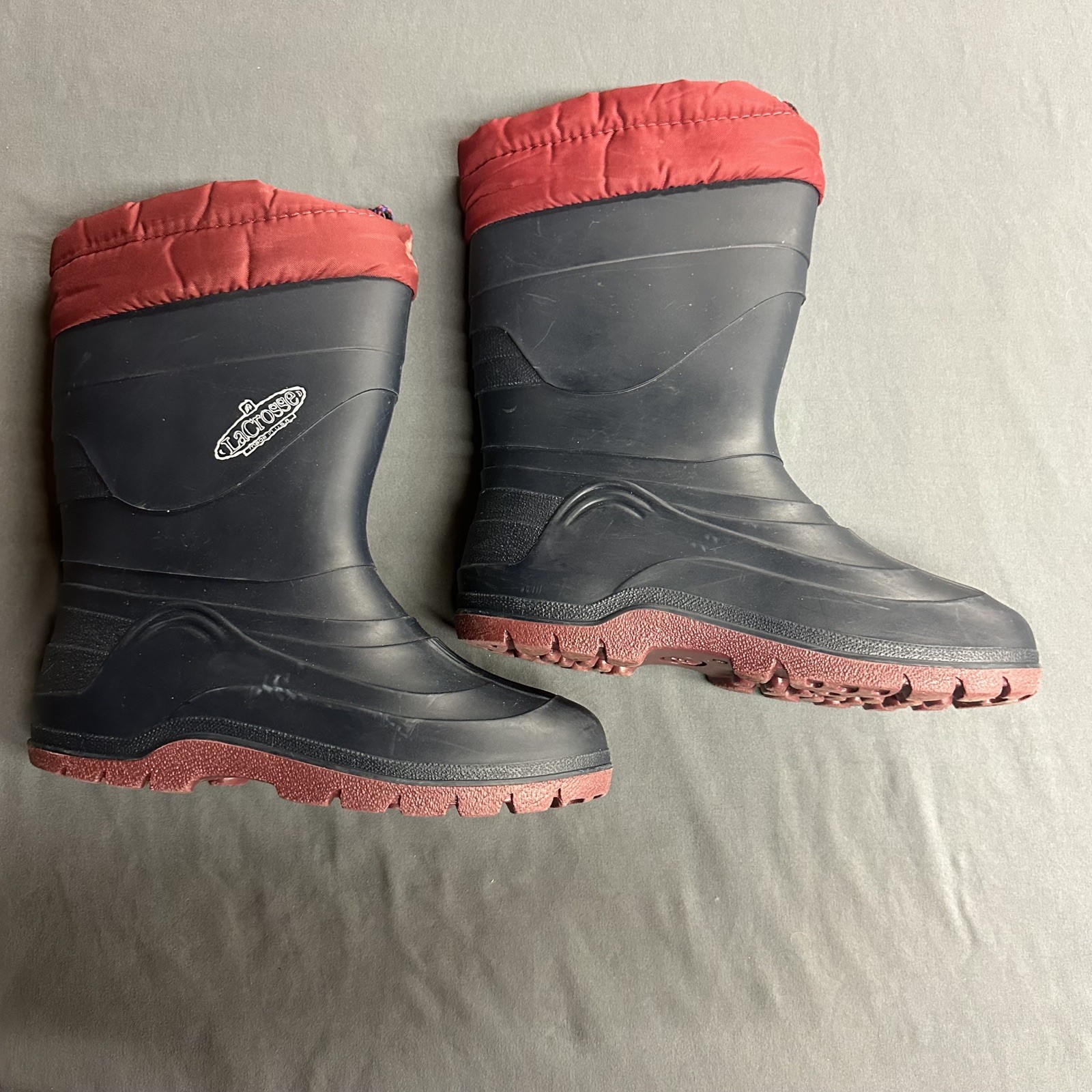 LaCrosse Men's Insulated Winter Boots Rubber Waterproof Black Red Size 6
