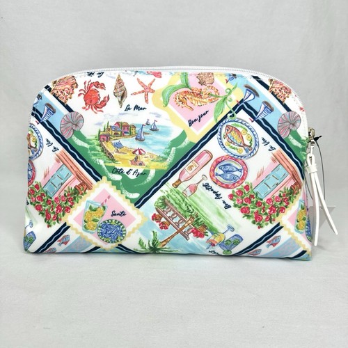 NEW! Talbots Scenic Print Zipper Pouch Inside Pocket Cosmetic Makeup Travel Bag - Picture 2 of 6