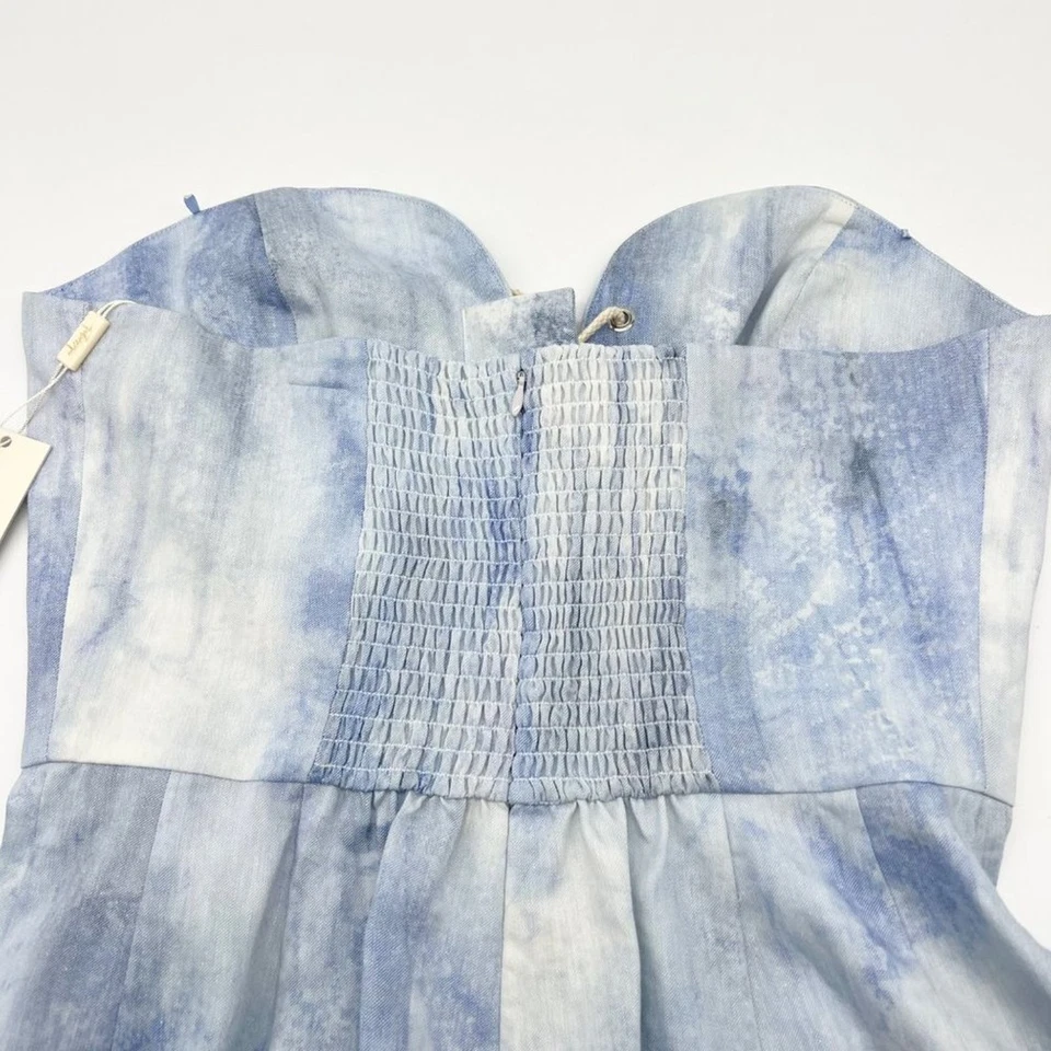 Revolve Jumpsuit Women Large Grunge Linen Lace Up Festival Hippie Indie Wide Leg - Image 2 of 4