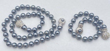 Vintage Nolan Miller Faux Smoky Grey Pearl Necklace  18