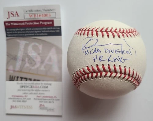 Pete Incaviglia Signed Auto "NCAA Home Run King" OML Baseball JSA COA Rangers