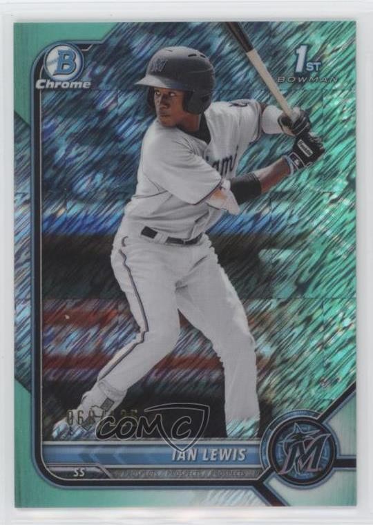 2022 Bowman Chrome Prospects Aqua Shimmer Refractor 68/125 Ian Lewis #BCP-96 1da