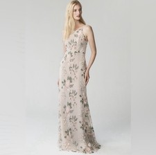 Jenny Yoo Formal Halter Bridesmaid Maxi Gown Floral Lace Sz 6 Fairy Wedding Prom