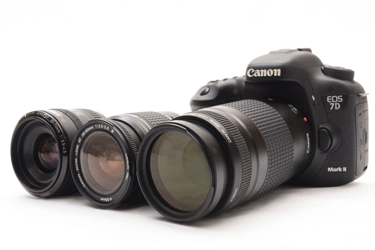 Canon EOS 7D Mark II Digital SLR Camera Triple Lens Set EF