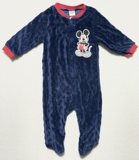 Disney Baby Mickey Mouse One Piece With Footies Soft Navy Blue  Red Size 6/9M